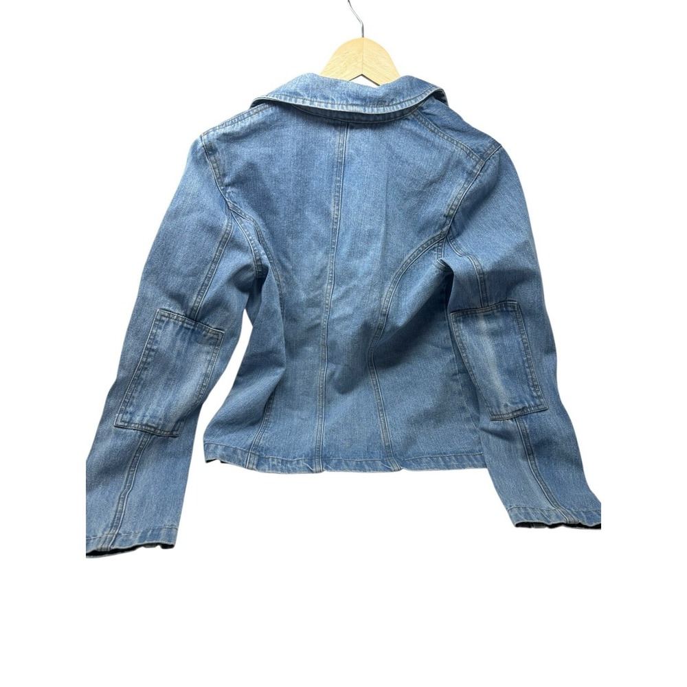 Jeanology Blue Denim Rhinestone Embellished Blazer Jacket cowgirl festival boho - Picture 10 of 10